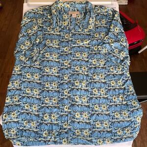 Island Outfitters Men’s Short Sleeve Tropical Shirt, size 2XL, Blue & Yellow,XXL